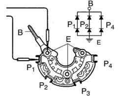 Схема проверки проводимости контактов выпрямительного блока